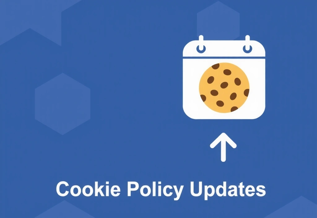 Icona di un calendario con un cookie e una freccia di aggiornamento, simboleggiante gli aggiornamenti della politica sui cookie