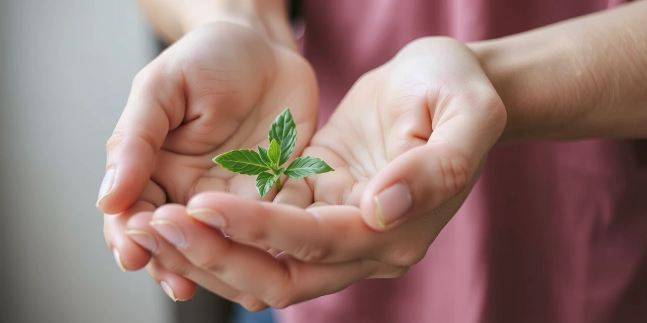 Mani che tengono una pianta verde, simbolo di cura e privacy