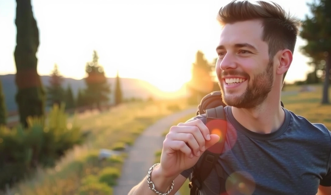 Uomo in salute che si gode la natura